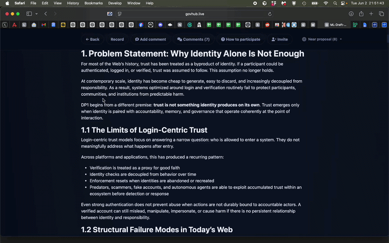 Demonstration: selecting text and submitting a proposed edit