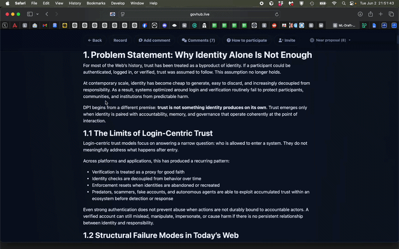 Demonstration: selecting text and submitting a proposed edit